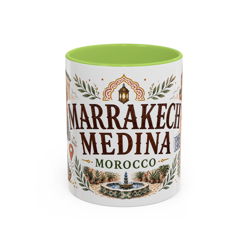 Marrakech Medina Coffee Mug | Travel Destination Souvenir Gift | Accent Color Ceramic 11oz 15oz
