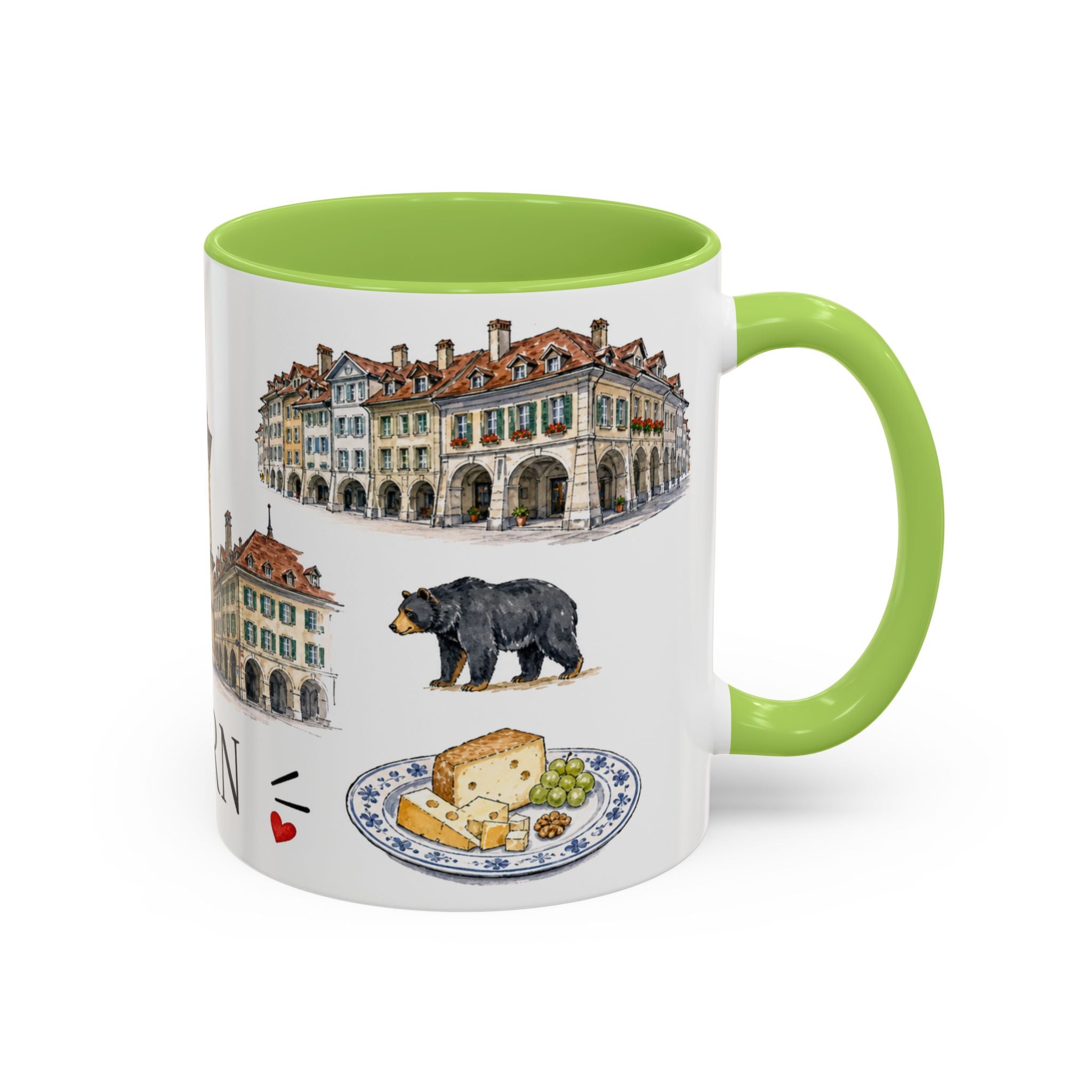 Bern Illustrated Travel Mug | City Souvenir Accent Coffee Mug | 11oz 15oz Ceramic Cup