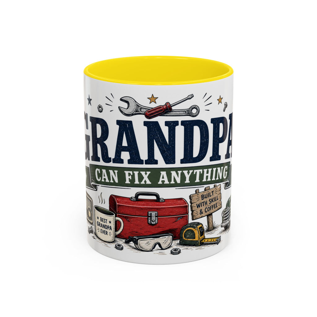 Grandpa Can Fix Anything Coffee Mug | Funny Gift From Grandkids | Accent Ceramic 11oz 15oz