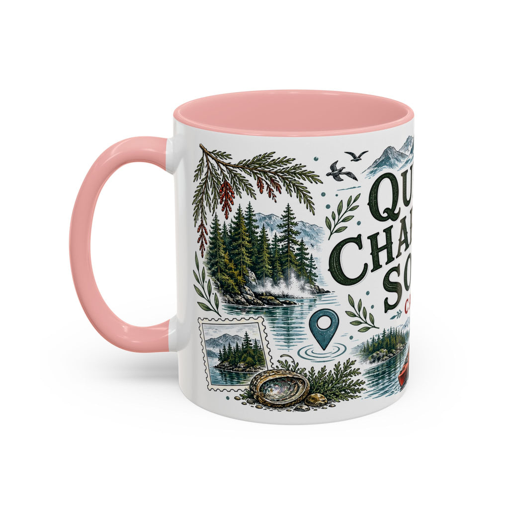 Queen Charlotte Sound Coffee Mug | Travel Destination Souvenir Gift | Accent Color Ceramic 11oz 15oz