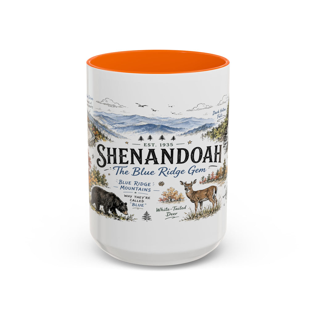 Shenandoah National Park Coffee Mug | Virginia Blue Ridge Hiking Autumn Gift | Accent Color Ceramic 11oz 15oz
