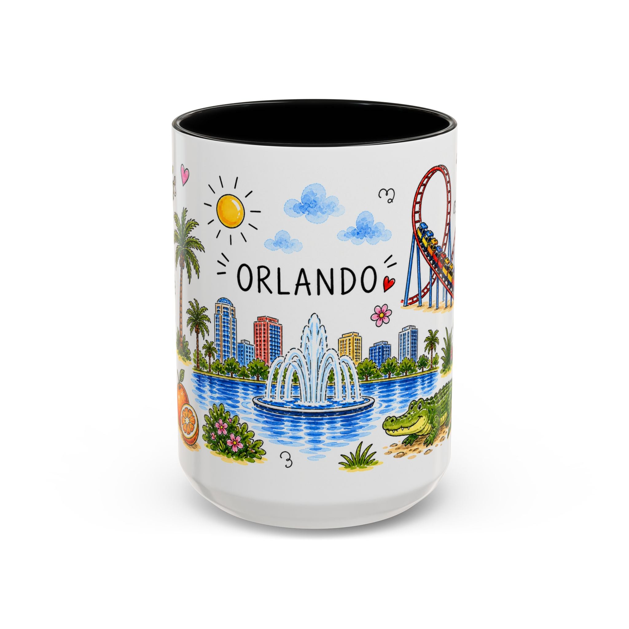 Orlando Illustrated Travel Mug | City Souvenir Accent Coffee Mug | 11oz 15oz Ceramic Cup