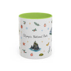 Olympic National Park Christmas Mug | Watercolor Travel Souvenir | Holiday Gift | Accent Ceramic Coffee Cup 11oz 15oz