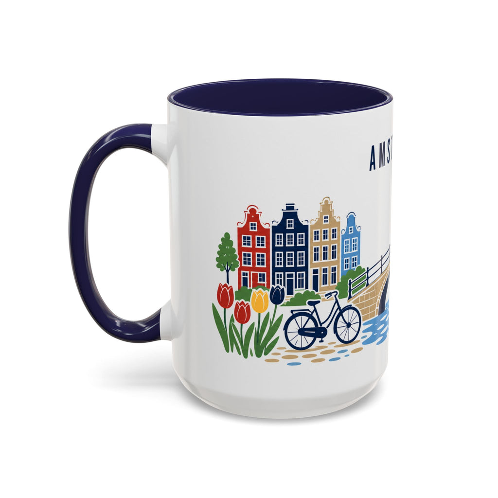 Amsterdam Coffee Mug | Netherlands Travel Souvenir | Porcelain Decal City Gift | 11oz 15oz Accent Mug