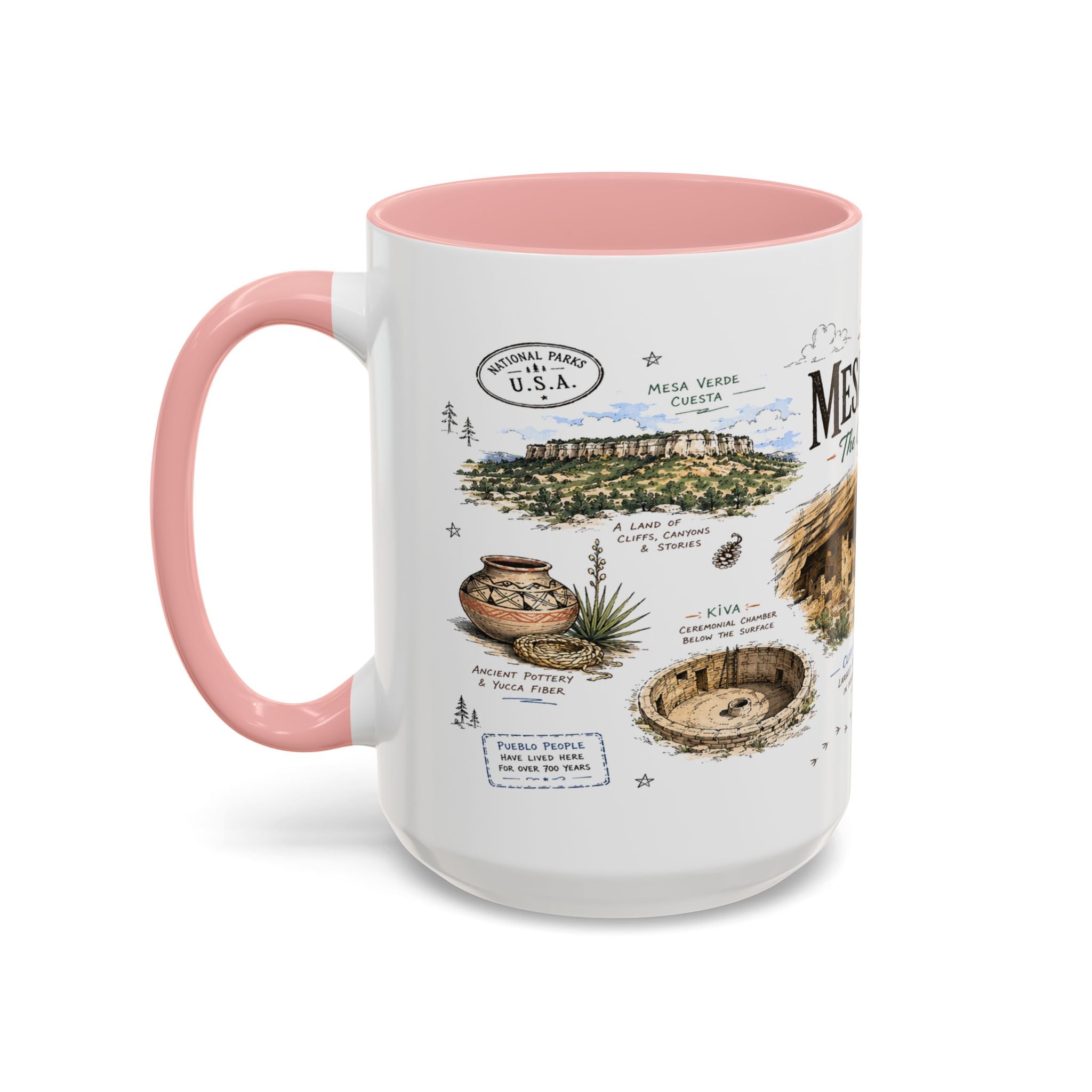 Mesa Verde National Park Coffee Mug | Colorado Ancient Cliff Dwellings Gift | Accent Color Ceramic 11oz 15oz