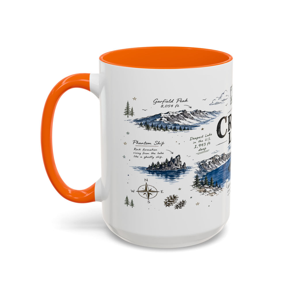 Crater Lake National Park Coffee Mug | Oregon Volcano Blue Lake Hiking Gift | Accent Color Ceramic 11oz 15oz