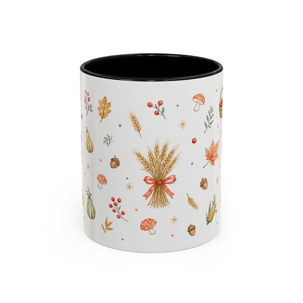 Thanksgiving Mug | Country Harvest Watercolor Gift | Pumpkin Scarecrow Accent Cup 11oz 15oz