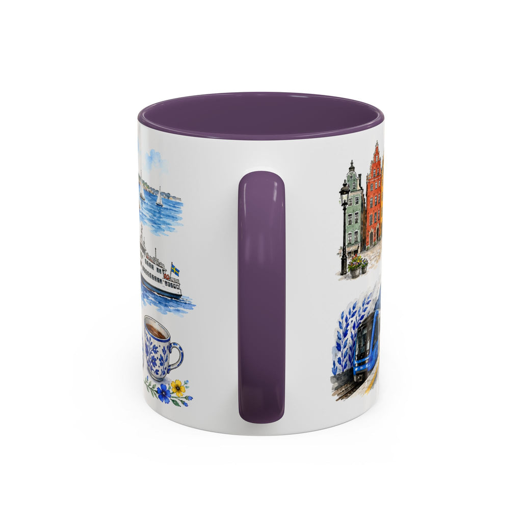 Stockholm Illustrated Travel Mug | City Souvenir Accent Coffee Mug | 11oz 15oz Ceramic Cup