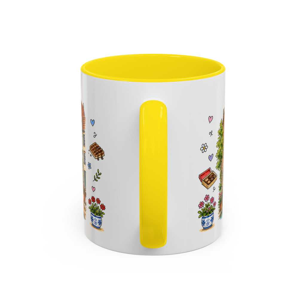 Bruges Illustrated Travel Mug | Belgium Souvenir Accent Coffee Mug | 11oz 15oz Ceramic Cup