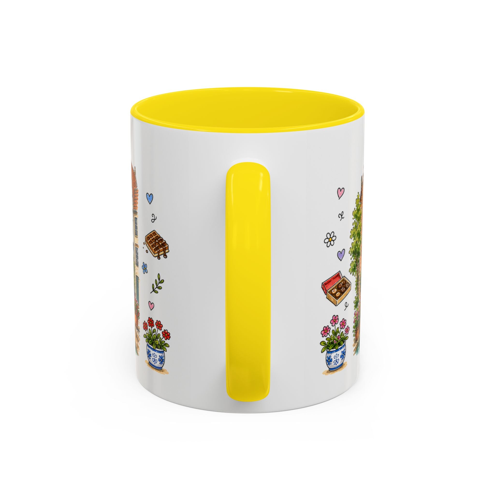 Bruges Illustrated Travel Mug | Belgium Souvenir Accent Coffee Mug | 11oz 15oz Ceramic Cup