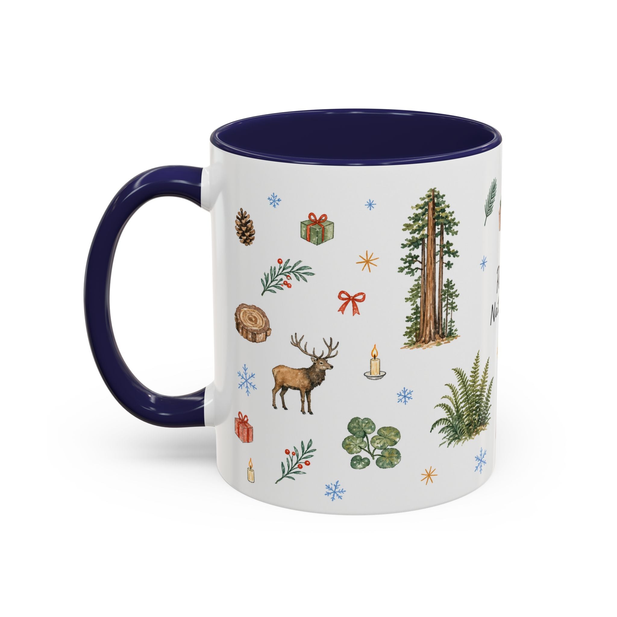 Redwood National Park Christmas Mug | Watercolor Travel Souvenir | Holiday Gift | Accent Ceramic Coffee Cup 11oz 15oz