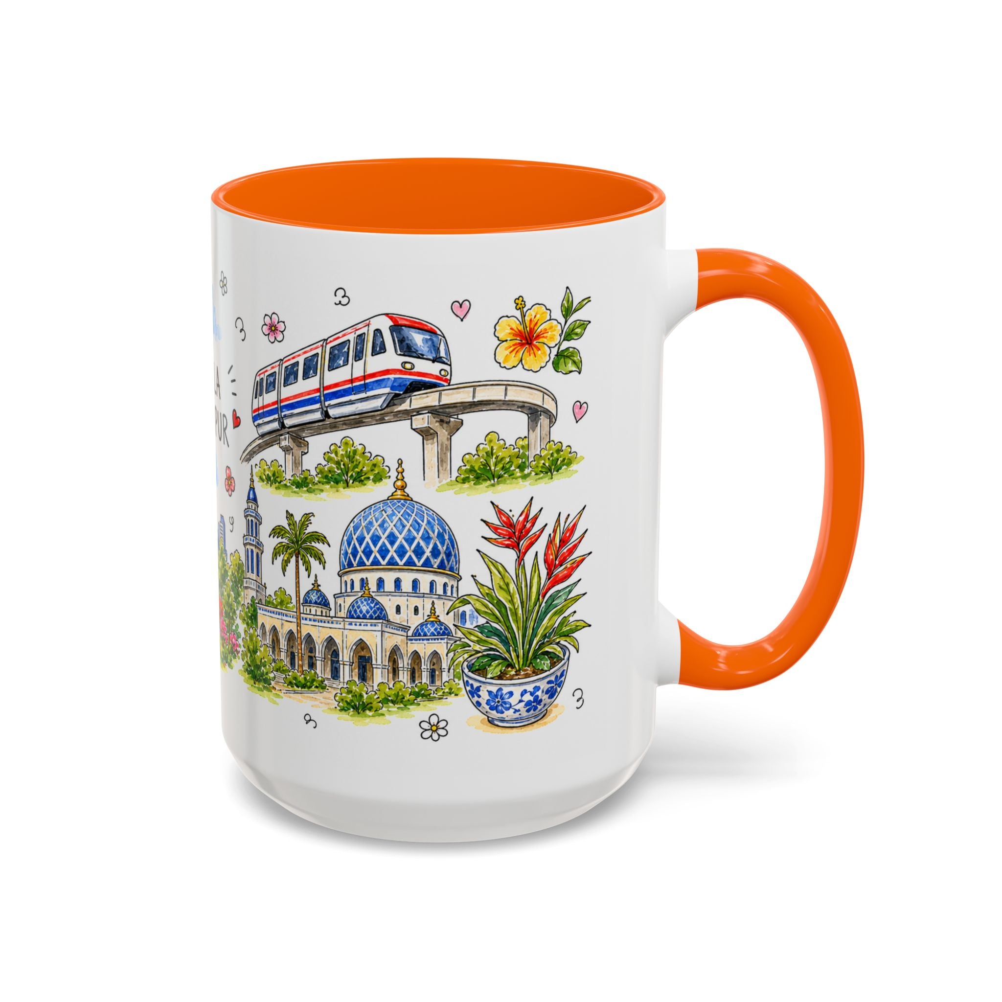 Kuala Lumpur Illustrated Travel Mug | City Souvenir Accent Coffee Mug | 11oz 15oz Ceramic Cup