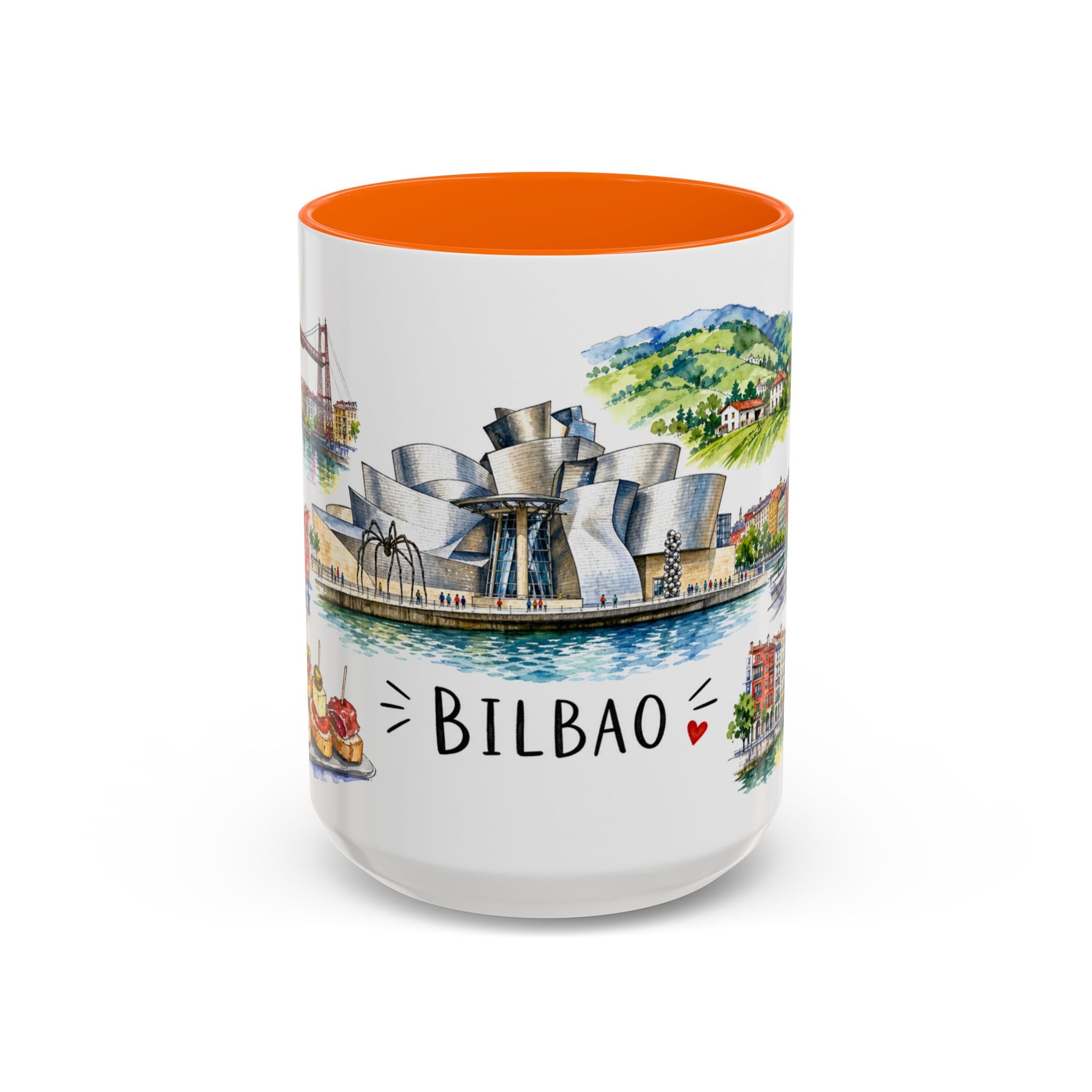 Bilbao Illustrated Travel Mug | City Souvenir Accent Coffee Mug | 11oz 15oz Ceramic Cup