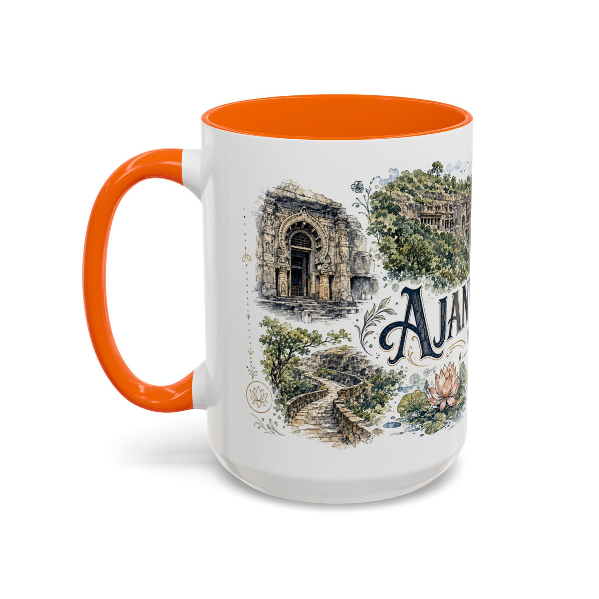 Ajanta Caves Mug, India Travel Souvenir, Bucket List Gift, Accent Ceramic Coffee Mug 11oz 15oz