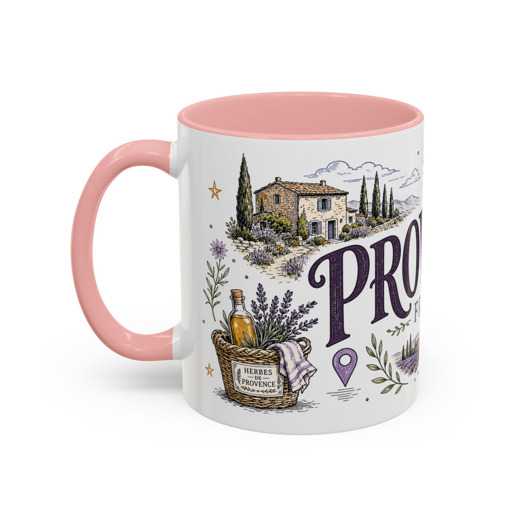 Provence Coffee Mug | Travel Destination Souvenir Gift | Accent Color Ceramic 11oz 15oz