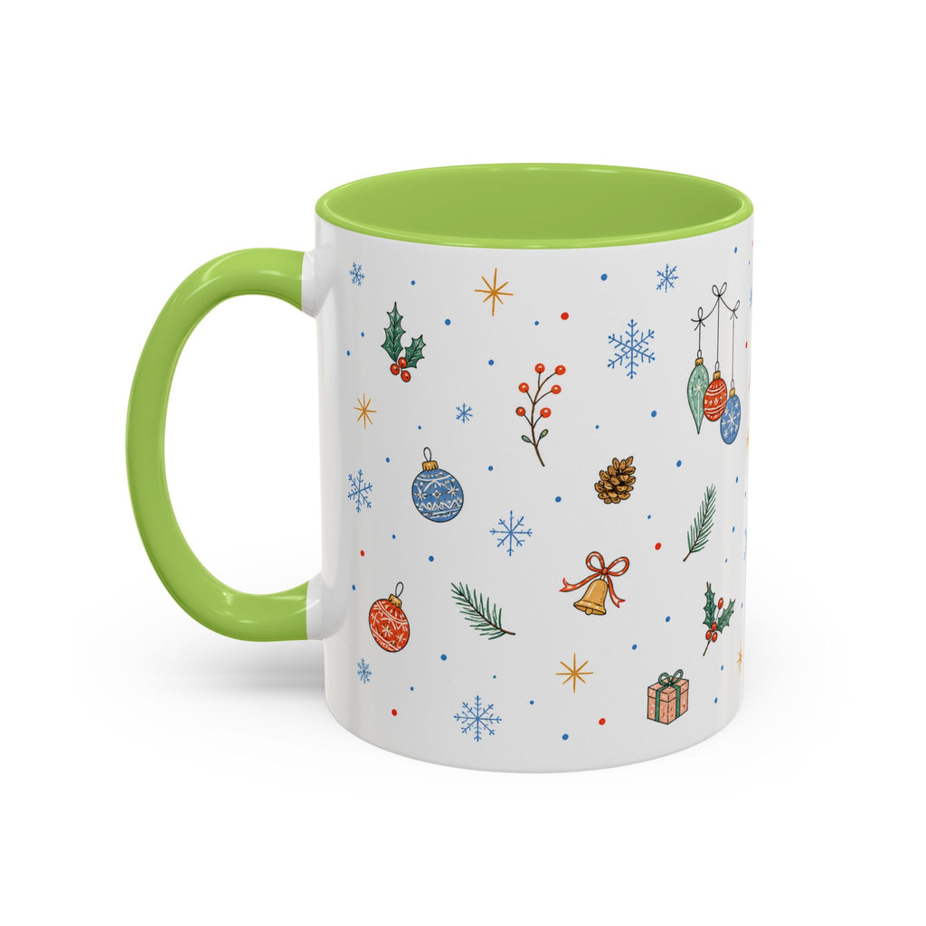 Christmas Ornament Mug | Snowflake Watercolor Holiday Gift | Accent Cup 11oz 15oz
