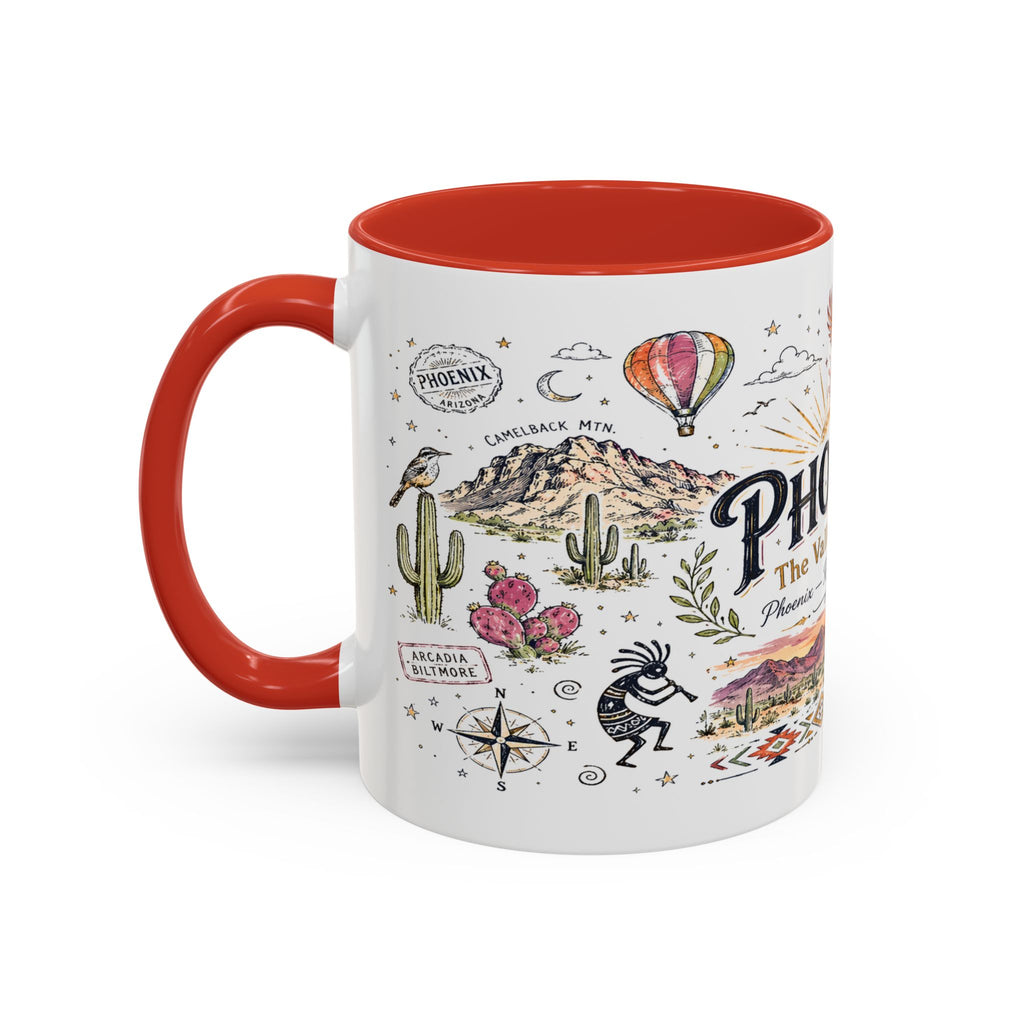 Phoenix Coffee Mug | Arizona Souvenir City Gift | Accent Color Ceramic 11oz 15oz