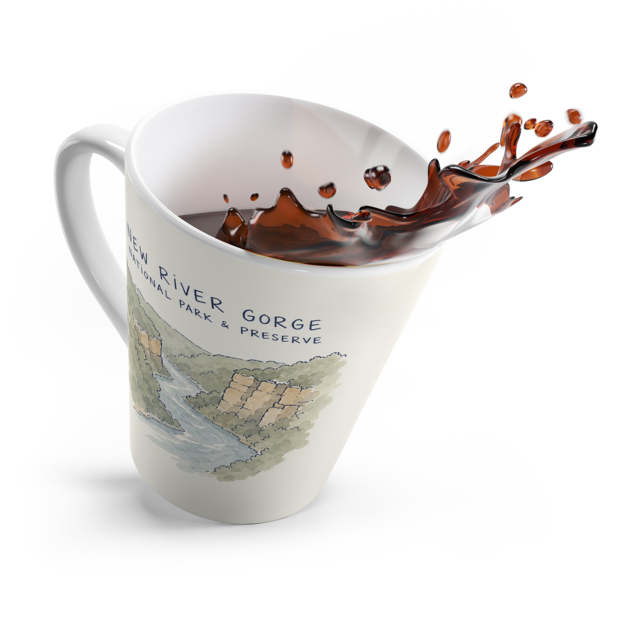 New River Gorge National Park Latte Mug | Pastel Watercolor Nature Coffee Cup | 12 oz Travel Souvenir Gift