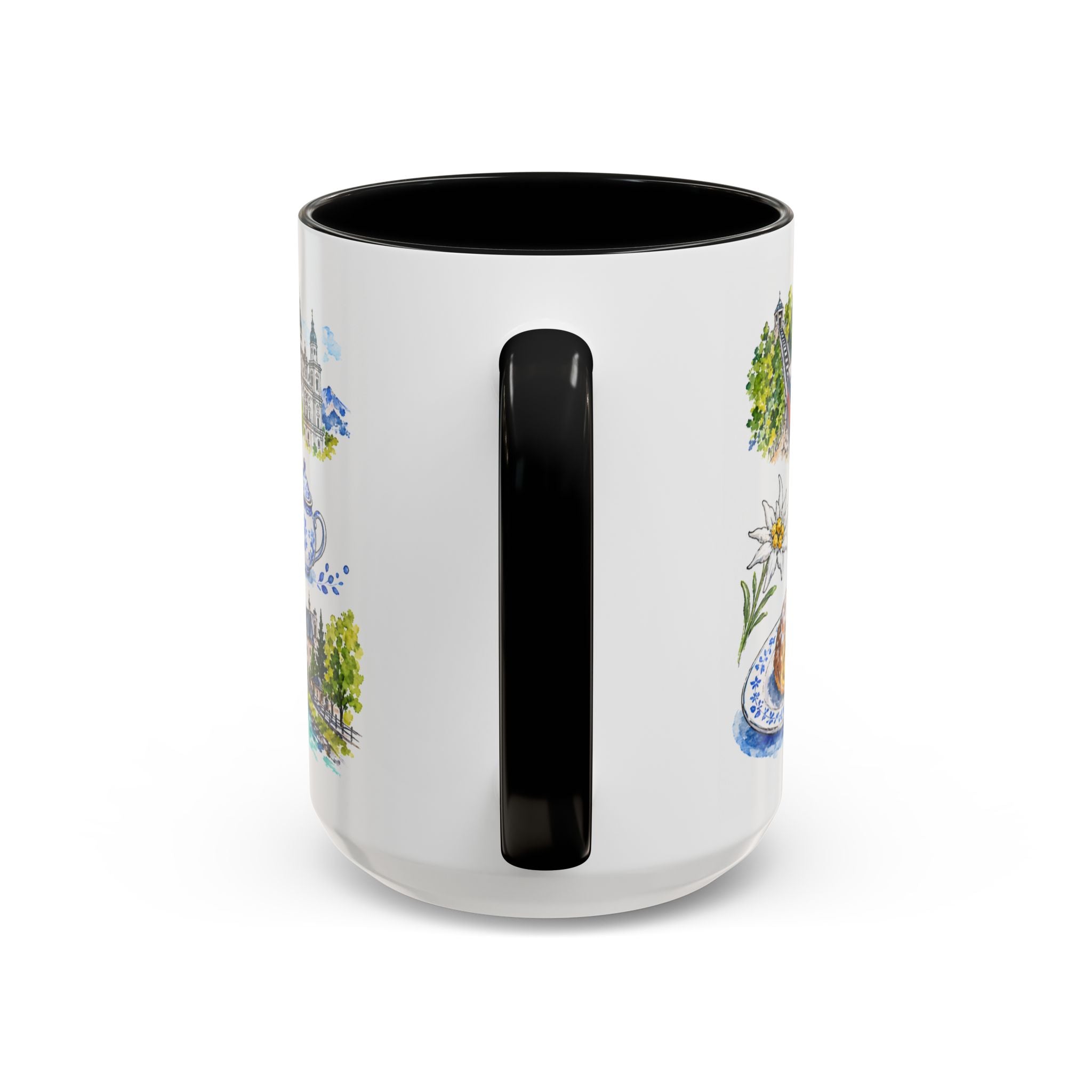 Salzburg Illustrated Travel Mug | City Souvenir Accent Coffee Mug | 11oz 15oz Ceramic Cup