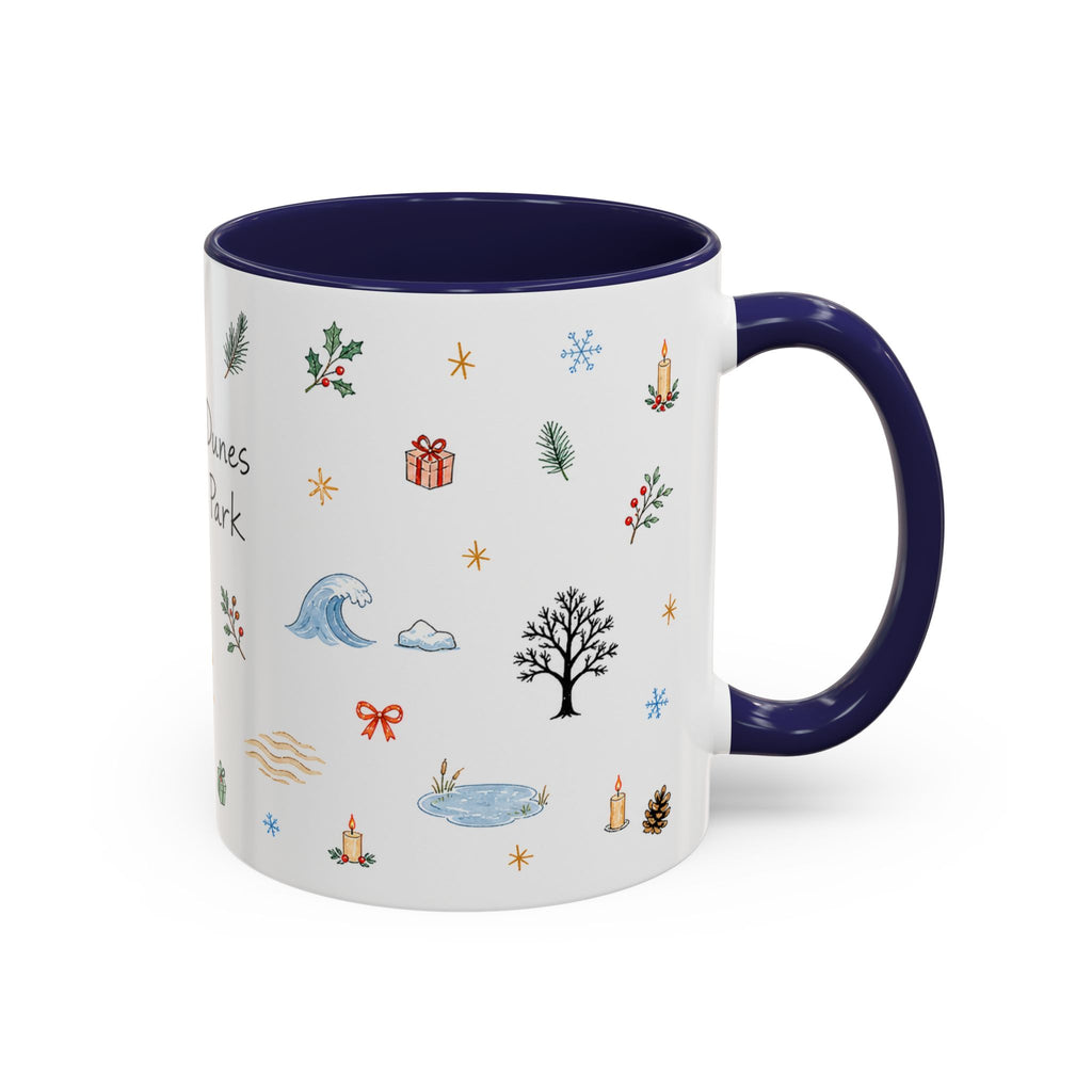 Indiana Dunes National Park Christmas Mug | Watercolor Travel Souvenir | Holiday Gift | Accent Ceramic Coffee Cup 11oz 15oz