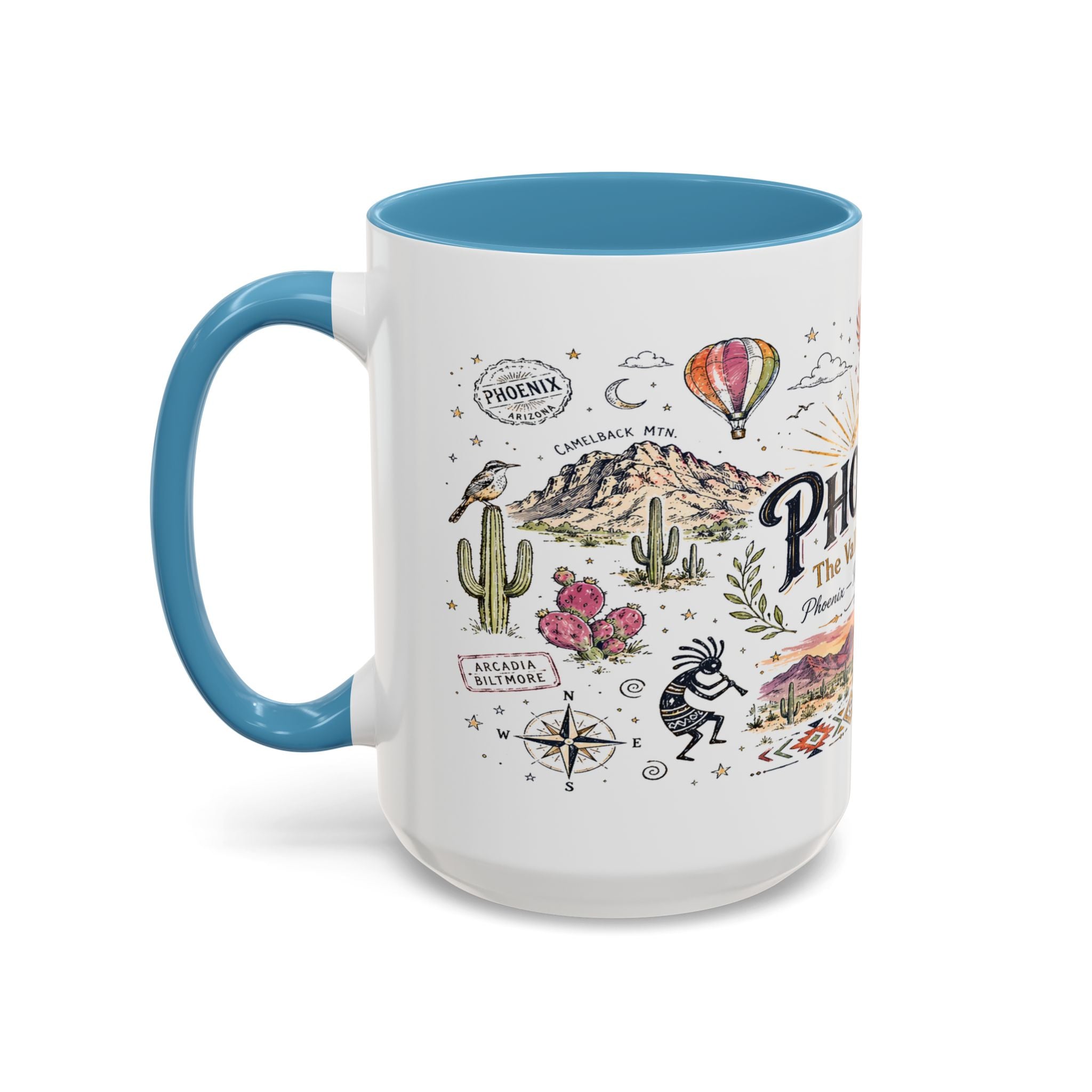 Phoenix Coffee Mug | Arizona Souvenir City Gift | Accent Color Ceramic 11oz 15oz