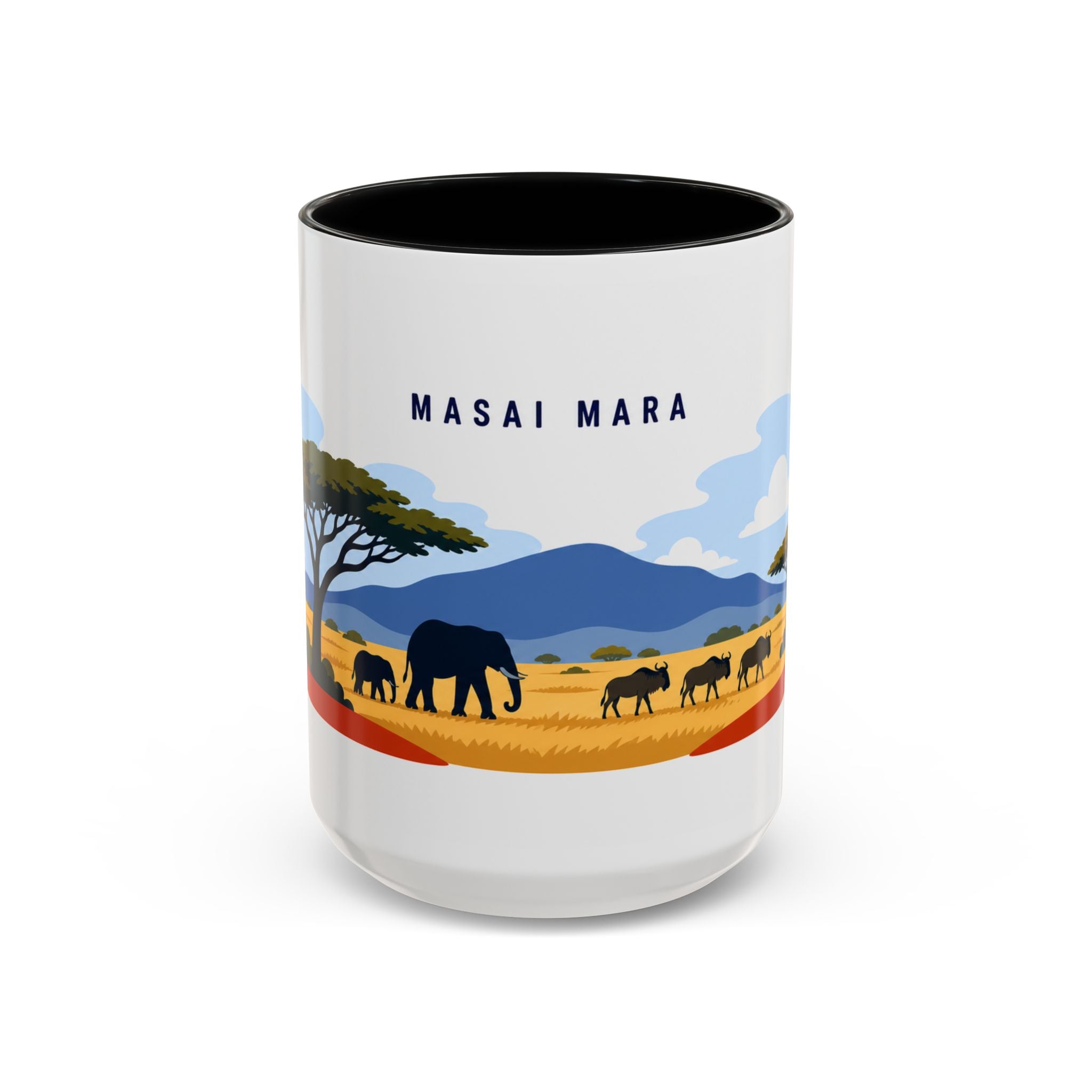 Masai Mara Coffee Mug | Travel Destination Souvenir Gift | Accent Color Ceramic 11oz 15oz