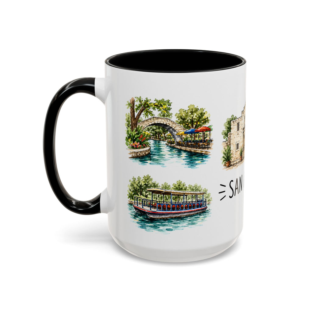 San Antonio Illustrated Travel Mug | City Souvenir Accent Coffee Mug | 11oz 15oz Ceramic Cup