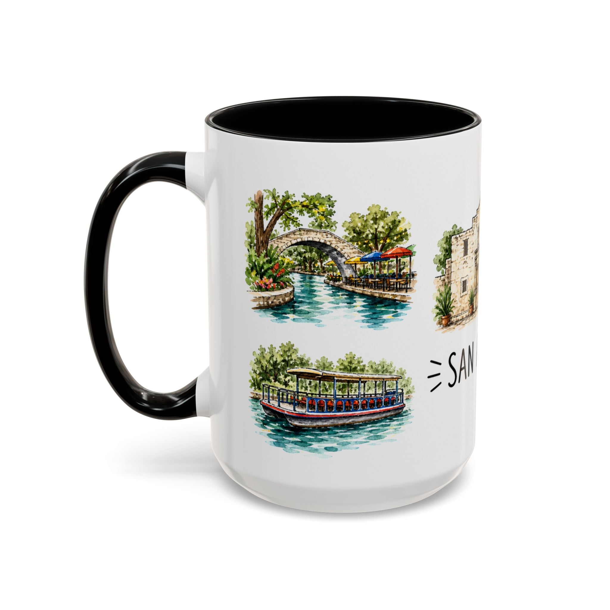 San Antonio Illustrated Travel Mug | City Souvenir Accent Coffee Mug | 11oz 15oz Ceramic Cup