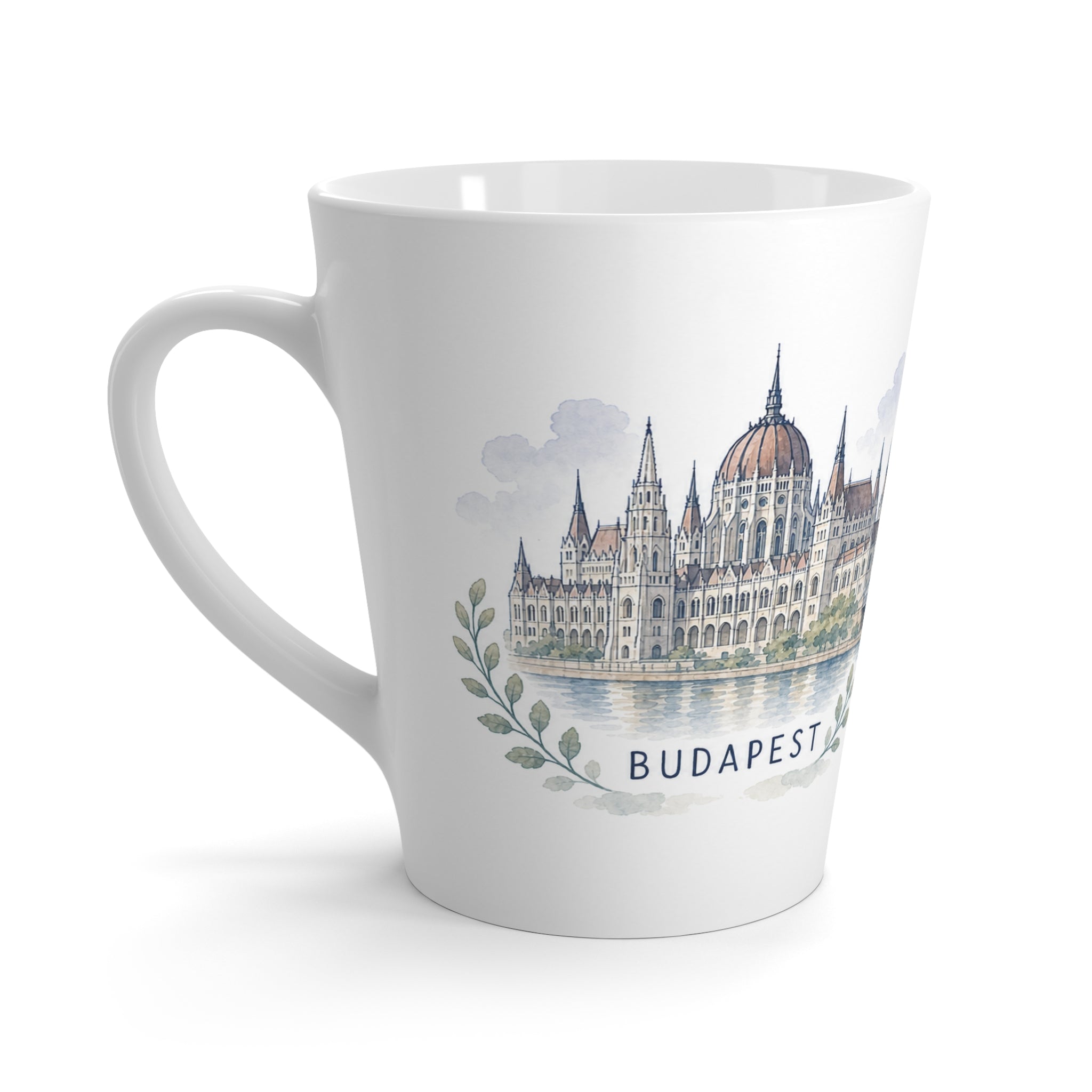 Budapest Latte Mug | Watercolor City Travel Mug | 12 oz Ceramic Souvenir Gift