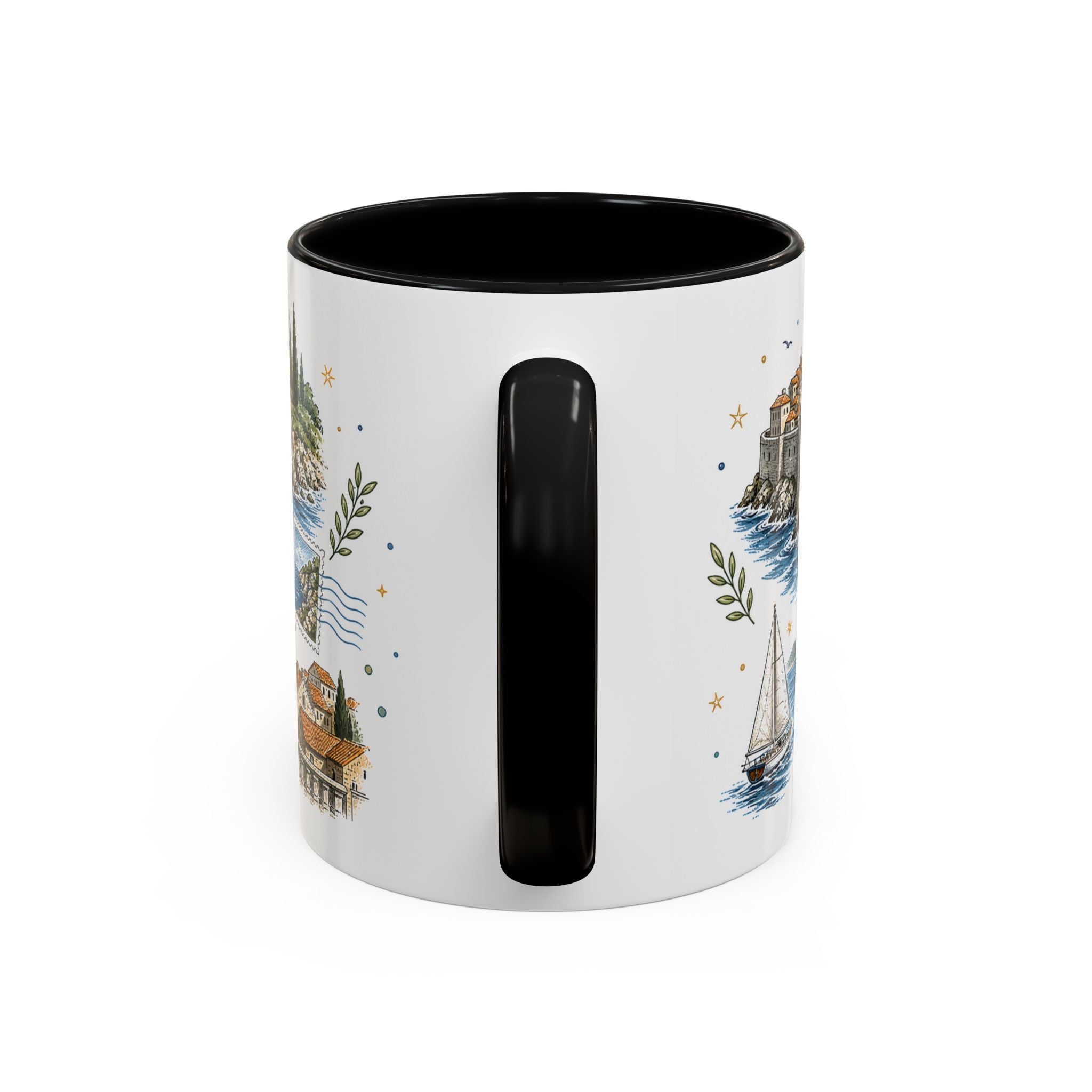 Dubrovnik Coast Coffee Mug | Travel Destination Souvenir Gift | Accent Color Ceramic 11oz 15oz