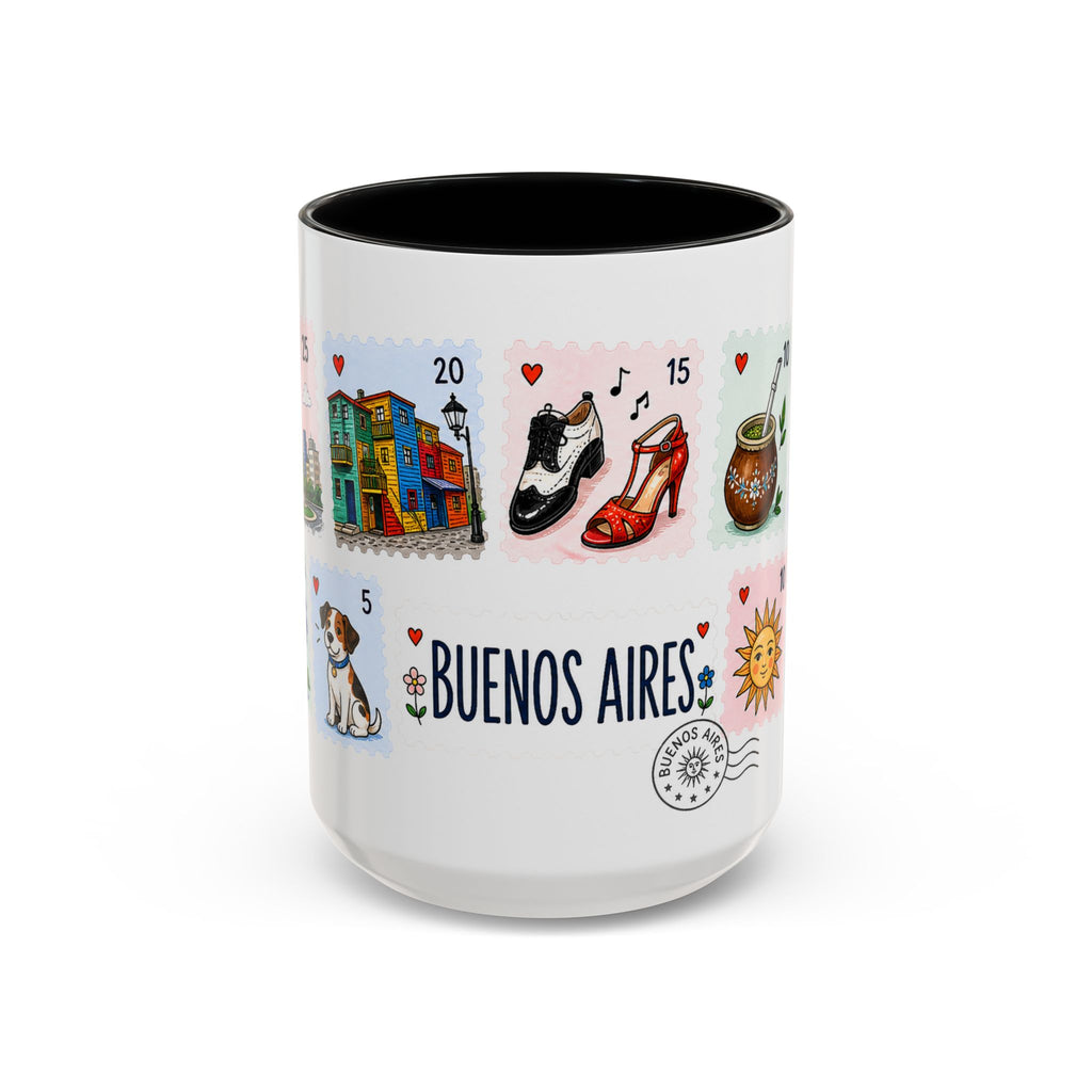 Buenos Aires Coffee Mug | Postage Stamp Collage Mug | Travel Souvenir Accent Cup 11oz 15oz