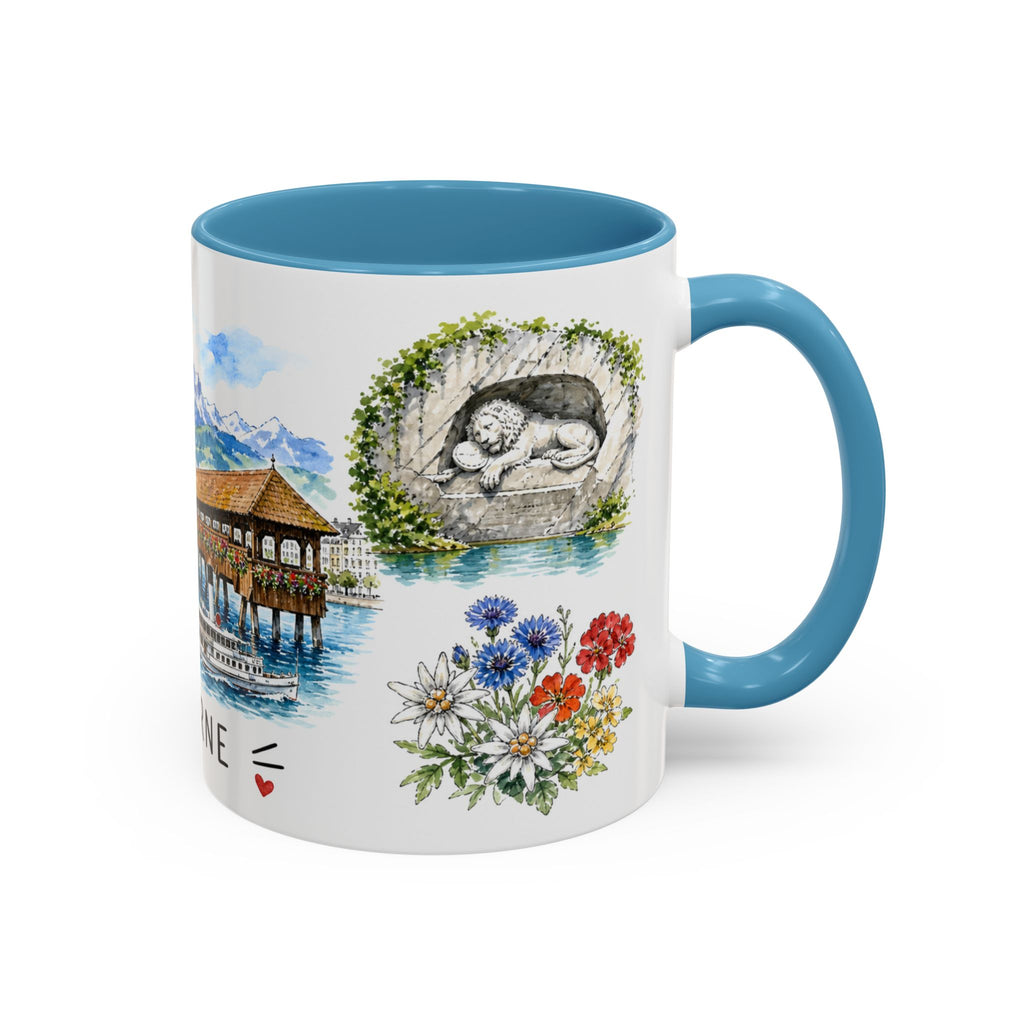 Lucerne Illustrated Travel Mug | City Souvenir Accent Coffee Mug | 11oz 15oz Ceramic Cup