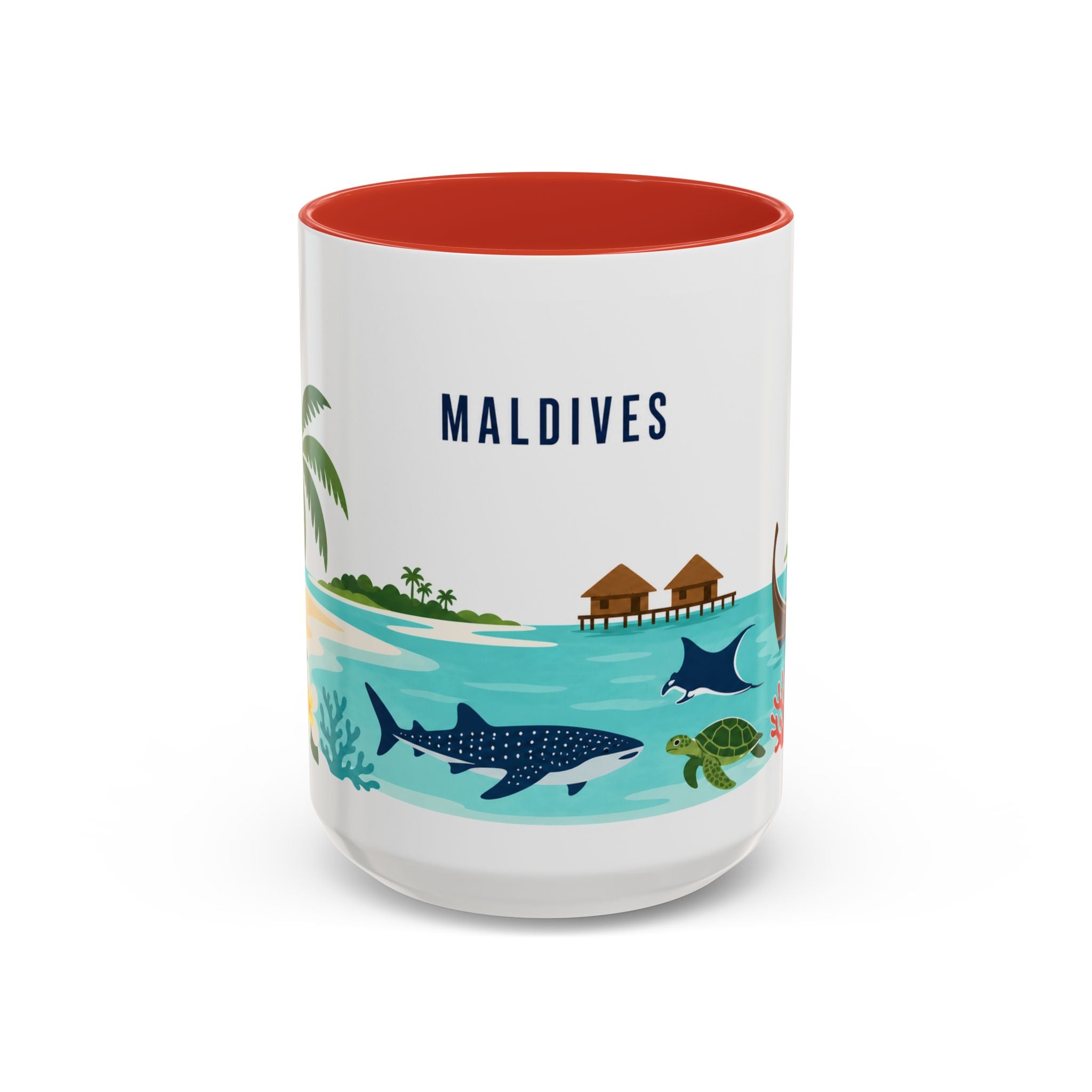 Maldives Coffee Mug | Travel Destination Souvenir Gift | Accent Color Ceramic 11oz 15oz