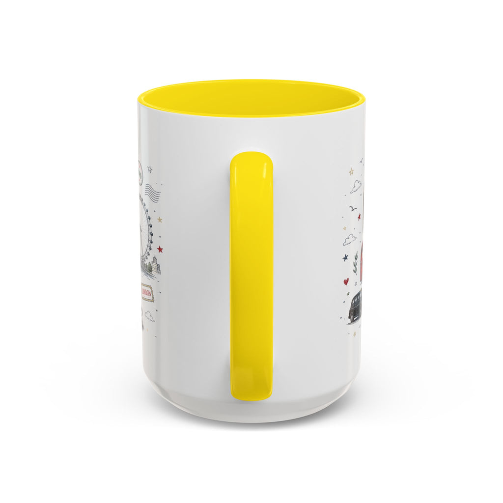 London Coffee Mug | England Souvenir Travel Gift | Accent Color Ceramic 11oz 15oz