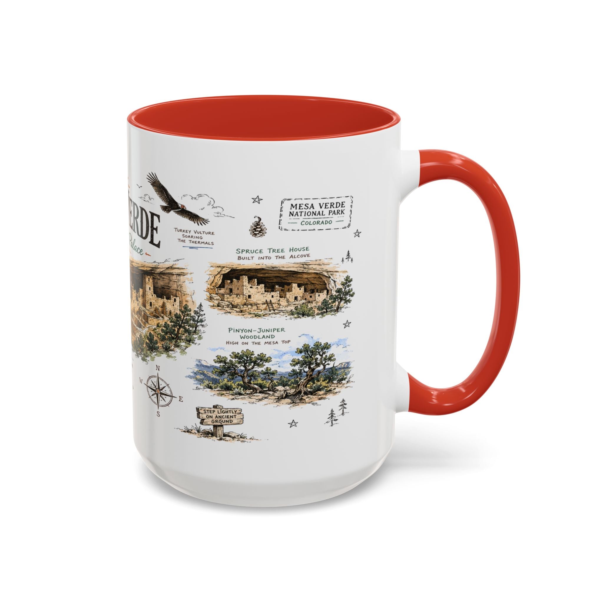 Mesa Verde National Park Coffee Mug | Colorado Ancient Cliff Dwellings Gift | Accent Color Ceramic 11oz 15oz