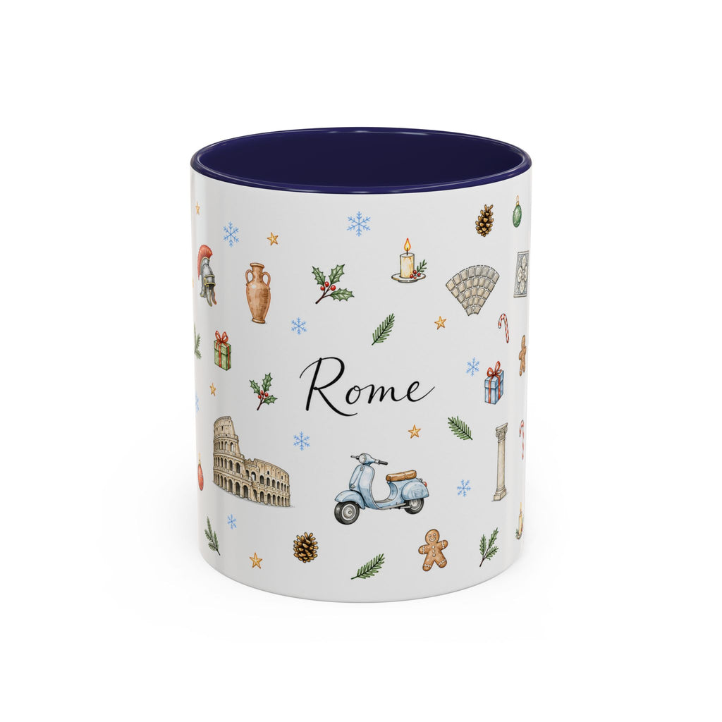 Rome Christmas Mug | Watercolor City Souvenir | Ceramic Coffee Cup