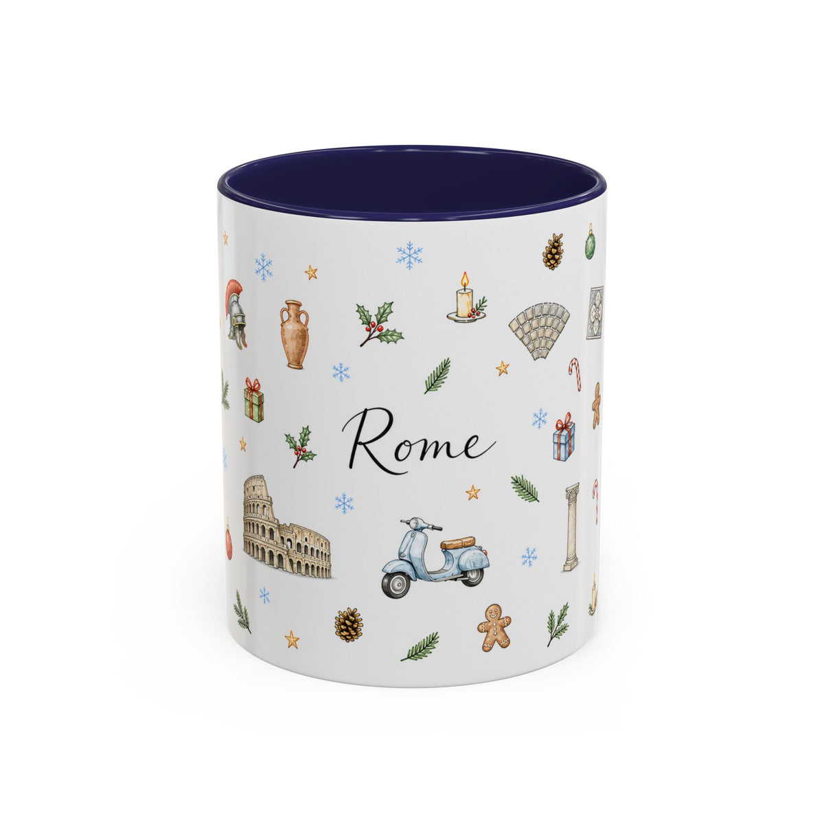 Rome Christmas Mug | Watercolor City Souvenir | Ceramic Coffee Cup