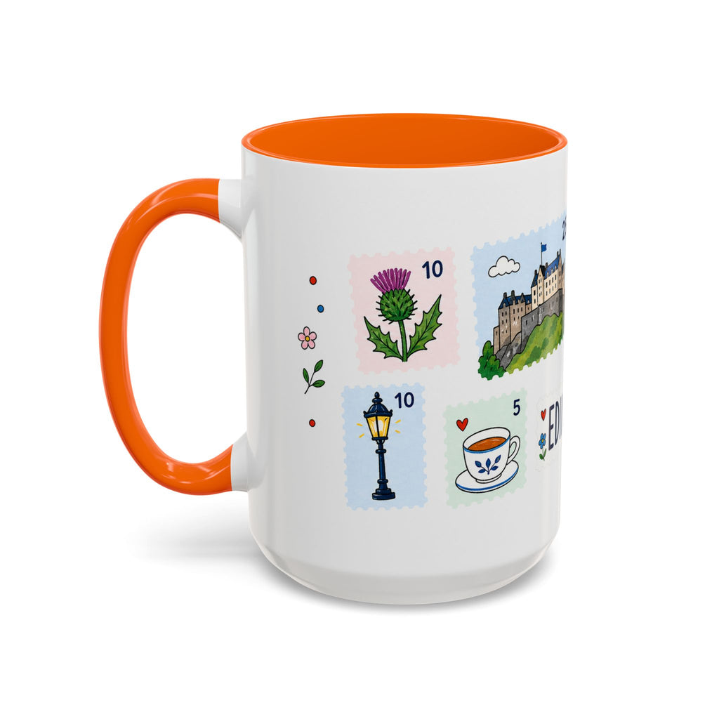Edinburgh Coffee Mug | Postage Stamp Collage Mug | Travel Souvenir Accent Cup 11oz 15oz