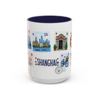 Shanghai Coffee Mug | Postage Stamp Collage Mug | Travel Souvenir Accent Cup 11oz 15oz