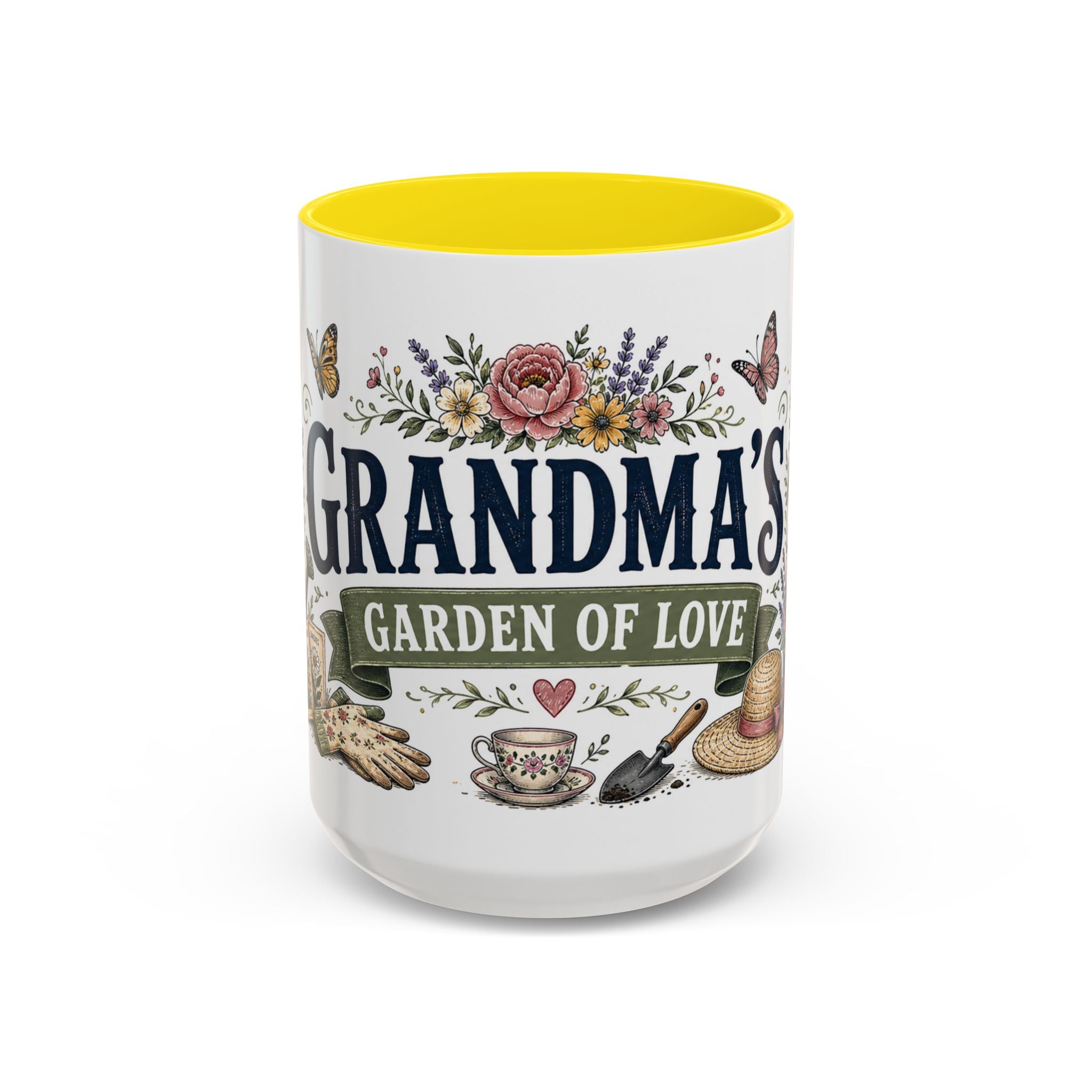 Grandma's Garden Of Love Coffee Mug | Gift From Grandkids | Accent Color Ceramic 11oz 15oz