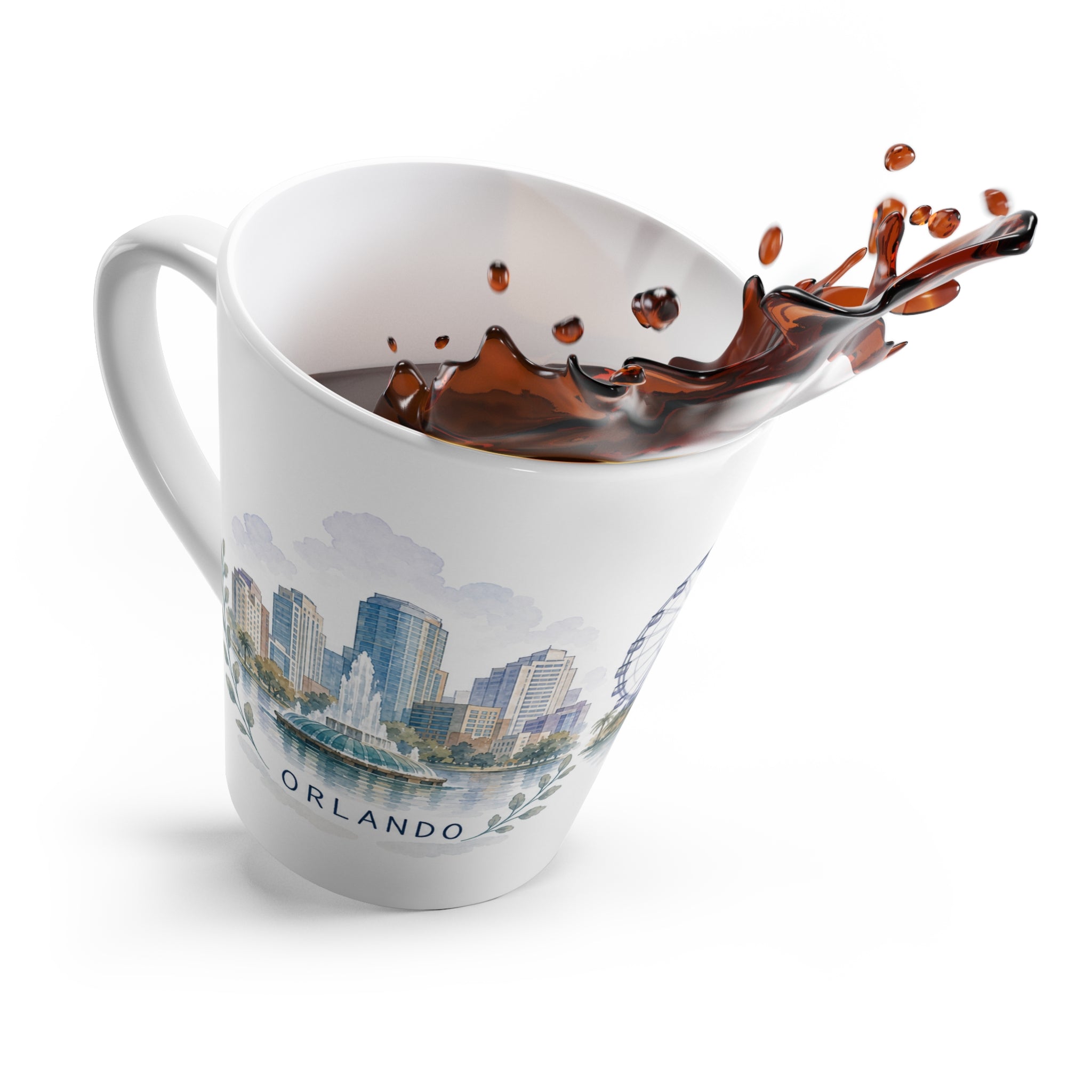 Orlando Latte Mug | Watercolor City Travel Mug | 12 oz Ceramic Souvenir Gift
