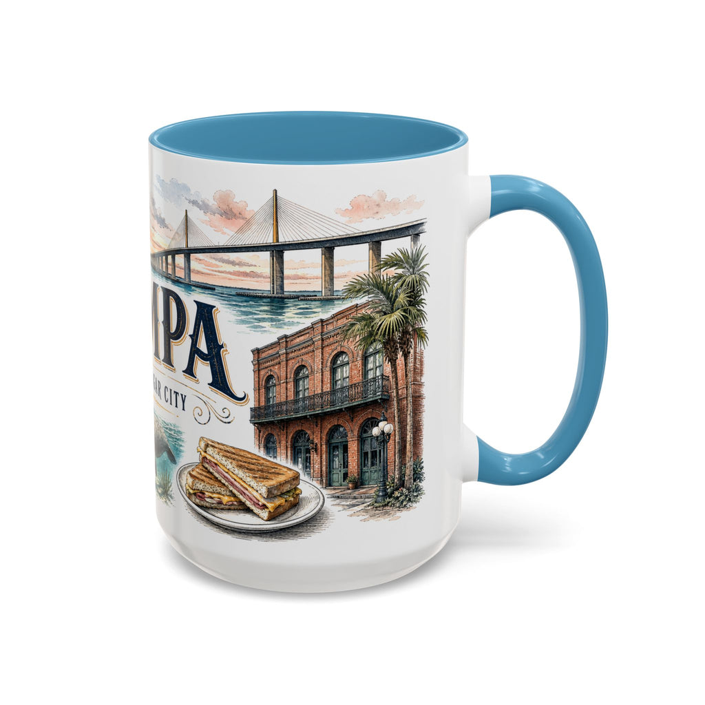 Tampa Coffee Mug | United States Travel Souvenir | Vintage Illustrated City Gift | 11 oz 15 oz Accent Mug