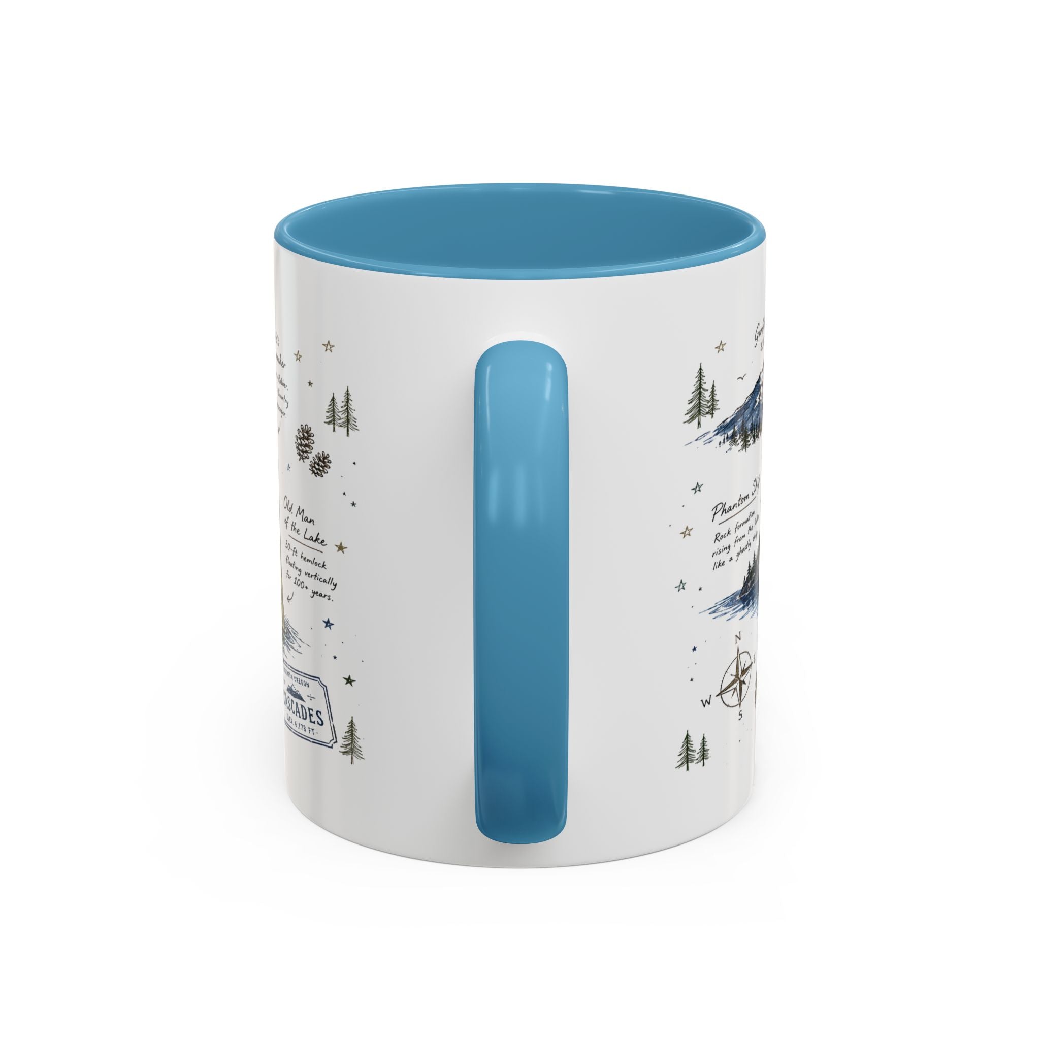 Crater Lake National Park Coffee Mug | Oregon Volcano Blue Lake Hiking Gift | Accent Color Ceramic 11oz 15oz