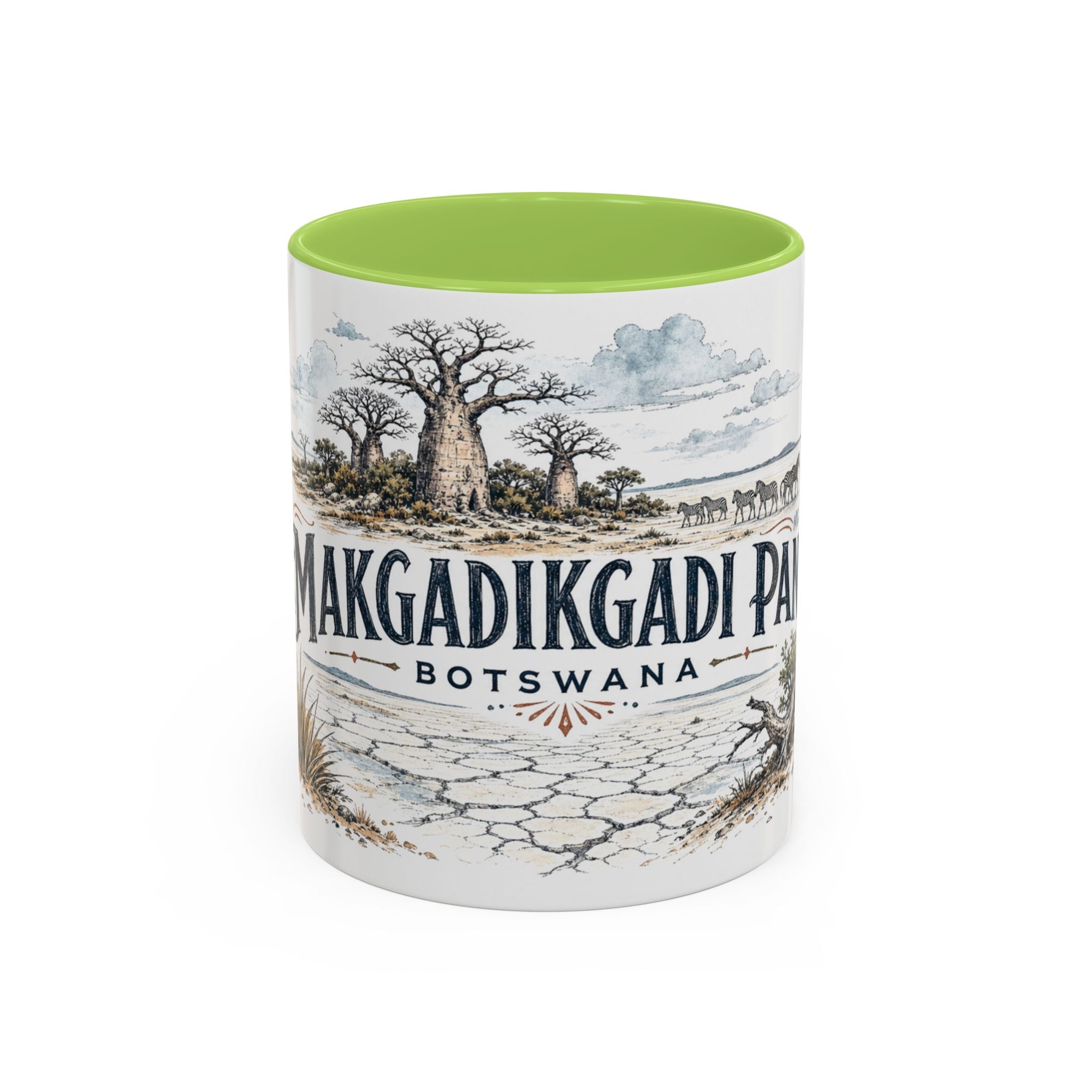 Makgadikgadi Pans Mug, Botswana Travel Souvenir, Bucket List Gift, Accent Ceramic Coffee Mug 11oz 15oz