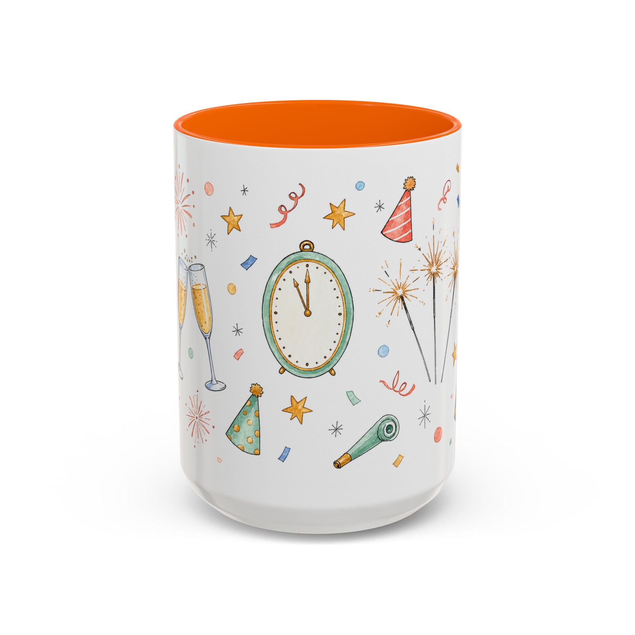 New Year Sparkler Mug | Champagne Toast Watercolor Party Gift | Accent Cup 11oz 15oz