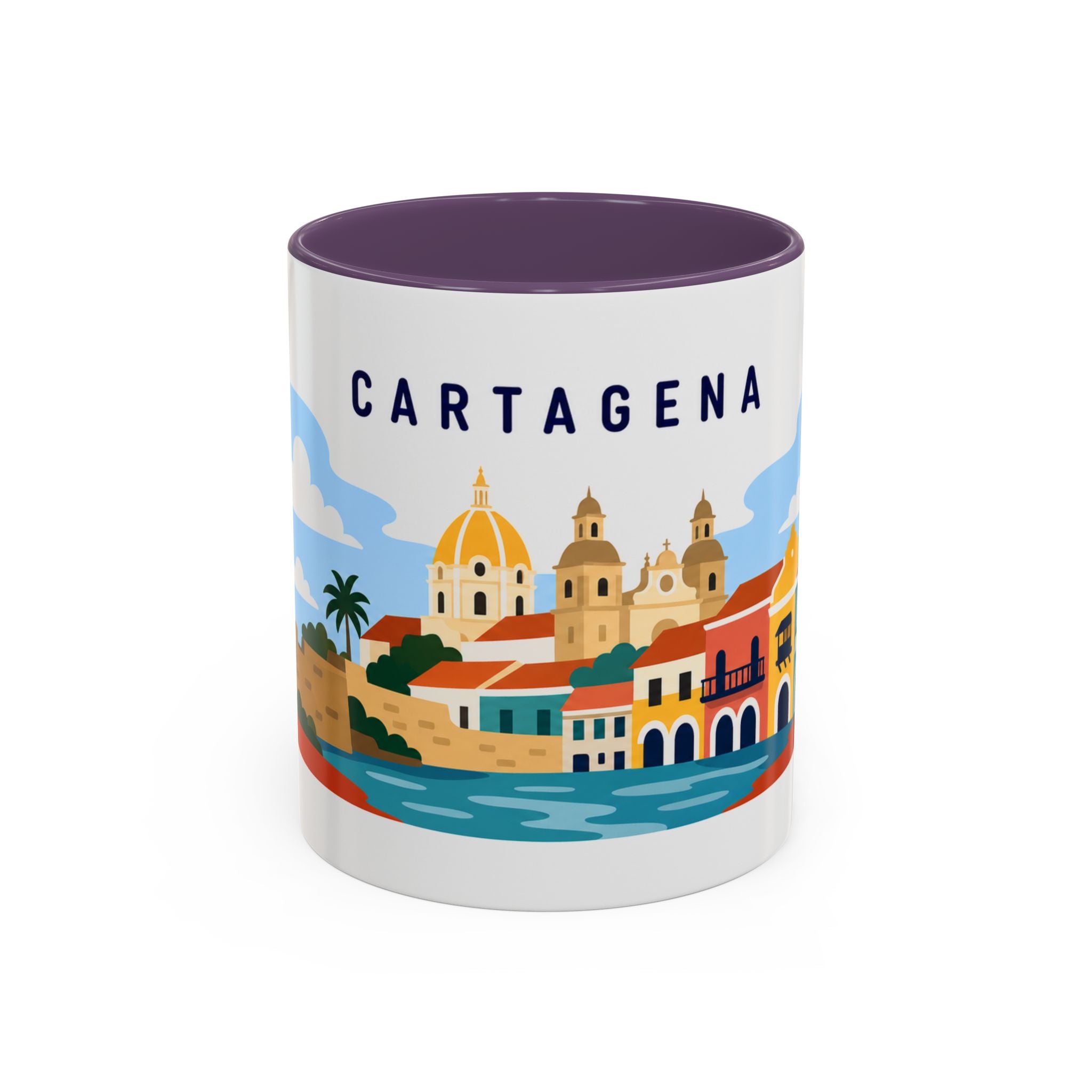 Cartagena Coffee Mug | Travel Destination Souvenir Gift | Accent Color Ceramic 11oz 15oz