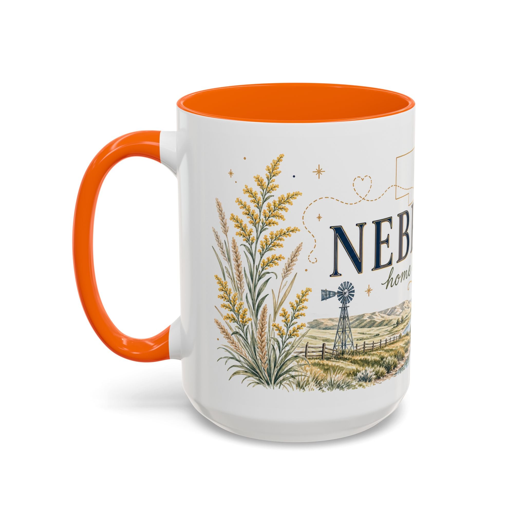 Nebraska State Mug | Moving Away, Long Distance Friendship Gift | Botanical Landscape Accent Mug