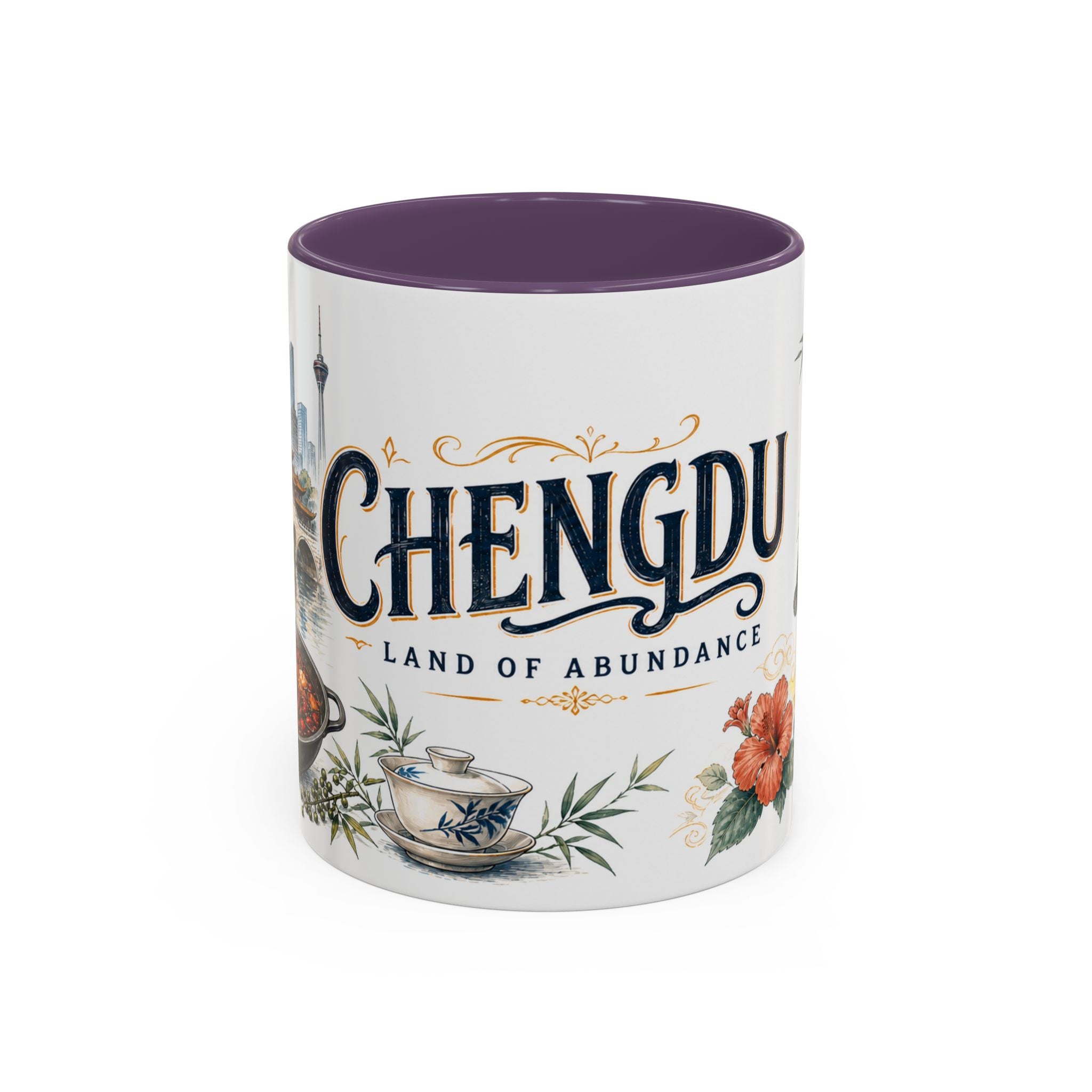 Chengdu Coffee Mug | China Travel Souvenir | Vintage Illustrated City Gift | 11 oz 15 oz Accent Mug