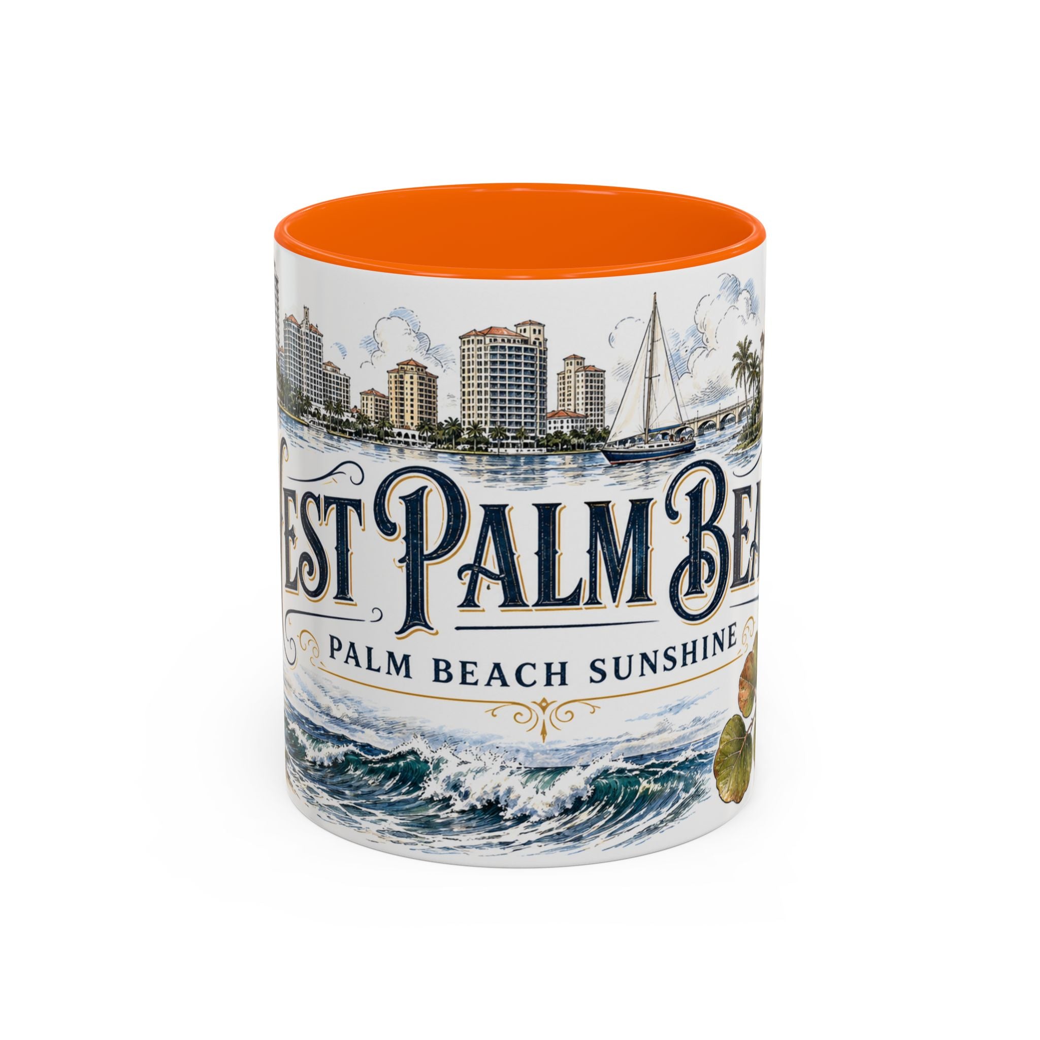 West Palm Beach Coffee Mug | United States Travel Souvenir | Vintage Illustrated City Gift | 11 oz 15 oz Accent Mug