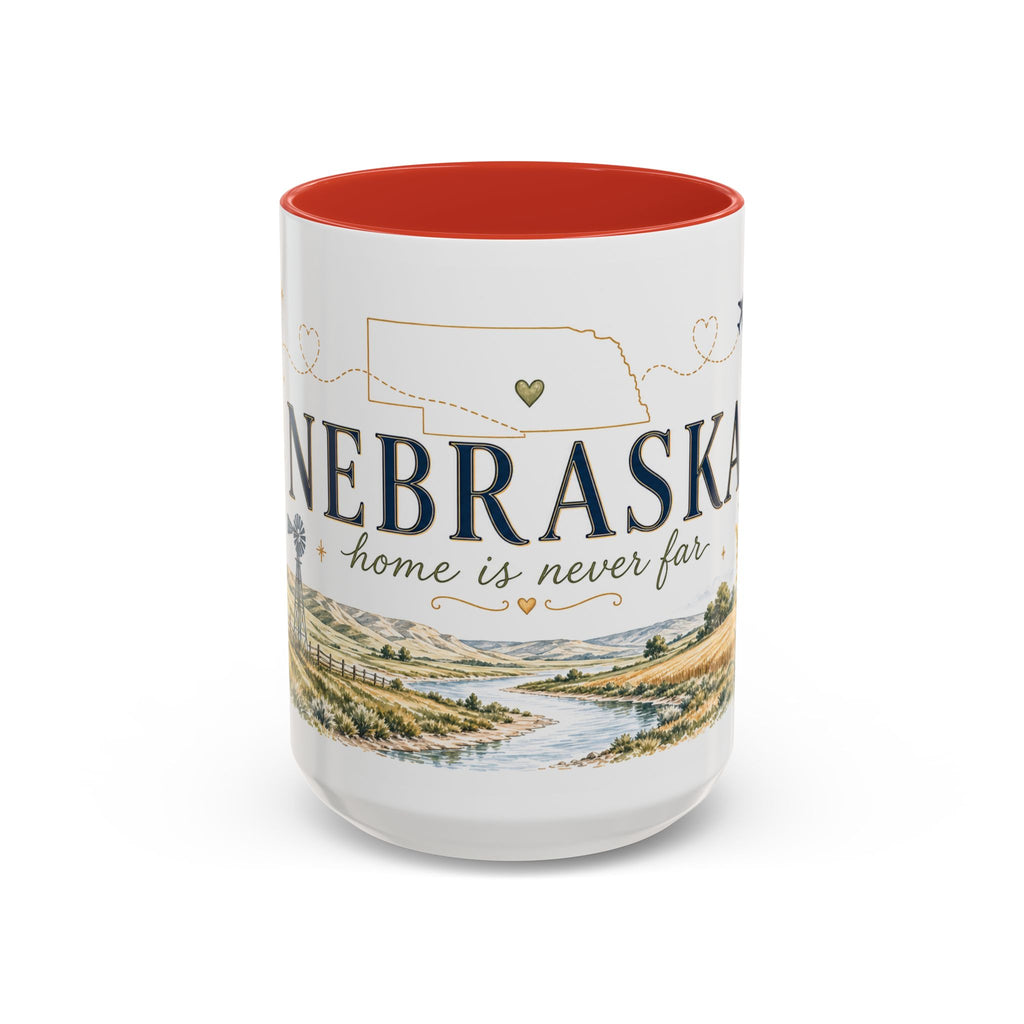 Nebraska State Mug | Moving Away, Long Distance Friendship Gift | Botanical Landscape Accent Mug